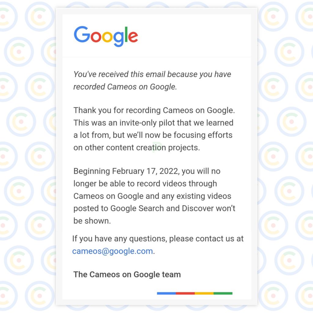 Google Cameos Google Cameos