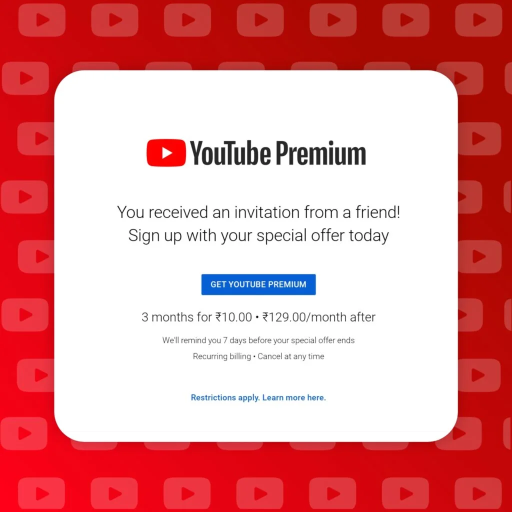 youtube premium for free YouTube Premium Subscription